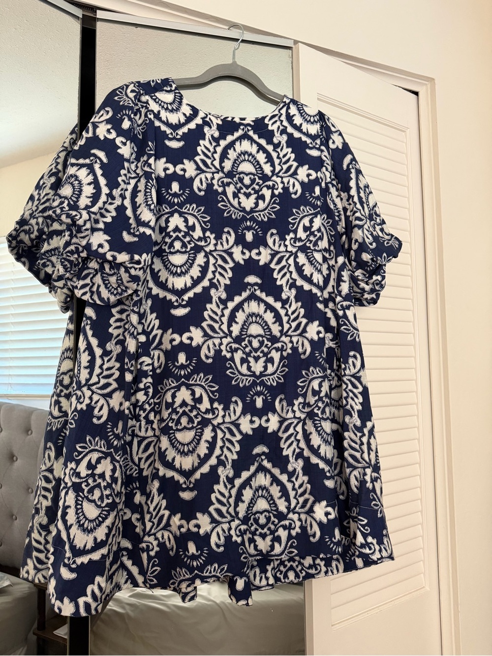 Navy & White Printed Women’s casual dress